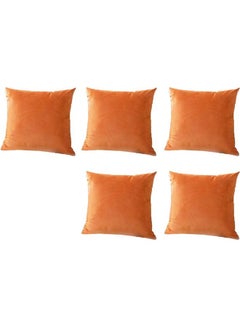 Buy 5-Piece Velvet Decorative Filled Cushion Orange 65x65cm in Saudi Arabia