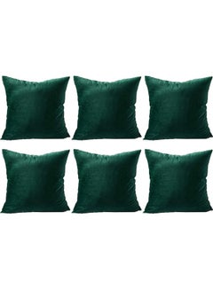 Buy 6-Piece Velvet Decorative Filled Cushion Green in Saudi Arabia