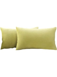 Buy 2-Piece Velvet Decorative Filled Cushion Yellow in Saudi Arabia