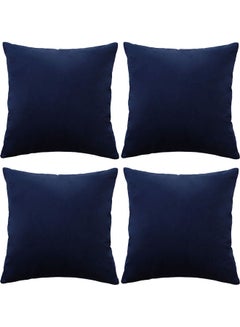 Buy 4-Piece Simple Velvet Decorative Cushion Blue in Saudi Arabia