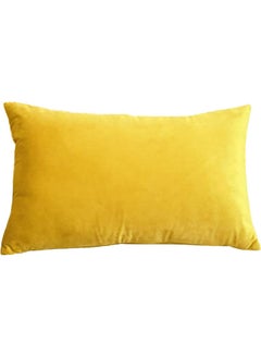 Buy Velvet Decorative Filled Cushion Yellow in Saudi Arabia
