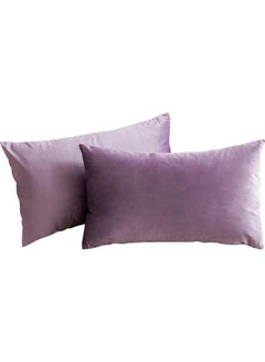 Buy 2-Piece Simple Velvet Decorative Pillow Purple in Saudi Arabia