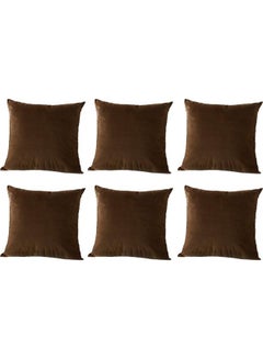 Buy 6-Piece Velvet Decorative Filled Cushion Brown in Saudi Arabia