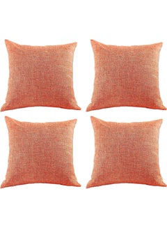 Buy 4-Piece Decorative Filled Cushion Orange 30x30cm in Saudi Arabia