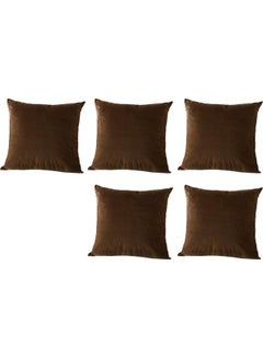 Buy 5-Piece Velvet Decorative Filled Cushion Brown in Saudi Arabia