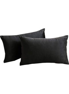 Buy 2-Piece Velvet Decorative Pillow Black in Saudi Arabia