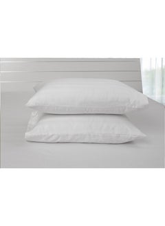 Buy Deyarco Hotel Linen Standard Pillow Cases 2Pcs Set, Fabric: 250Tc 100% Cotton Sateen 1 Inch Stripe, Luxury Feel Soft Bedding Cotton Blend White 50x75cm in UAE