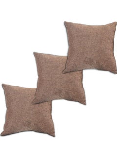 Buy 3-Piece Decorative Filled Cushion Brown in Saudi Arabia