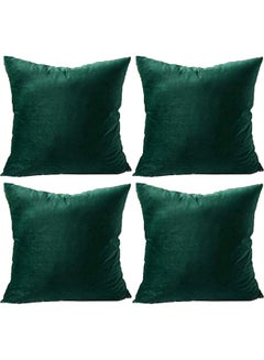 Buy 4-Piece Simple Velvet Decorative Cushion Green in Saudi Arabia