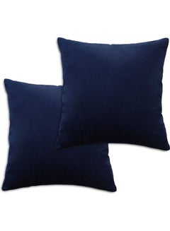 Buy 2-Piece Velvet Decorative Filled Cushion Blue in Saudi Arabia