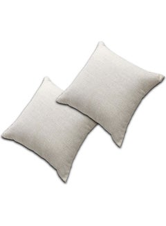 Buy 2-Piece Decorative Filled Cushion Beige in Saudi Arabia