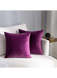 Buy 2-Piece Velvet Decorative Cushion Purple in Saudi Arabia