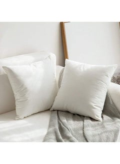 Buy 2-Piece Velvet Decorative Filled Cushion White in Saudi Arabia