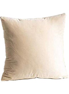 Buy Velvet Decorative Filled Cushion Beige in Saudi Arabia