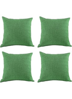 Buy 4-Piece Velvet Decorative Filled Cushion Green in Saudi Arabia