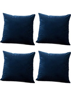 Buy 4-Piece Simple Velvet Decorative Cushion Blue in Saudi Arabia