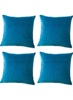 Buy 4-Piece Simple Velvet Decorative Cushion Blue in Saudi Arabia