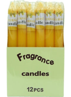 Buy 12-Piece Scented Candle Yellow 20x12x4cm in UAE