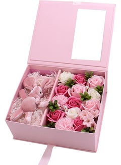 Buy Soap Rose Flower In Gift Box Pink in UAE