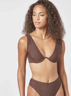 Buy Tie Up Detail Bikini Top Brown in UAE