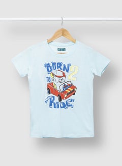 Buy Pure Cotton Boys Comfortable Stylish T-Shirt Blue / Red in Saudi Arabia