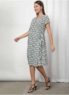 Buy Fashion Printed Dress Multicolour in Saudi Arabia