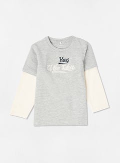 Buy Baby Slogan Print T-Shirt Grey in UAE