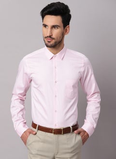 Buy Formal Collared Neck Shirt Soft Salmon Pink in Saudi Arabia