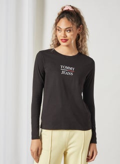 Buy Essential Long Sleeve Slim Fit T-Shirt Black in UAE