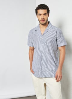 Buy Striped Short Sleeve Shirt Blue in Saudi Arabia