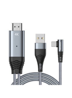 Buy Lightning To HDMI 4K Adapter Connector Cable Grey in UAE