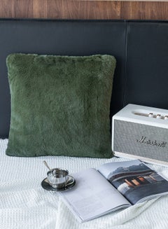 Buy Faux Fur Cushion With Insert Green 44 x 44cm in UAE