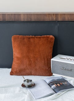 Buy Faux Fur Cushion With Insert Brick red 44x44cm in Saudi Arabia