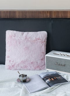 Buy Faux Fur Cushion With Insert Pink 44x44cm in UAE