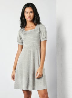 Buy Square Neck Mini Dress Grey in Saudi Arabia