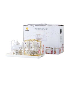 Buy Tea Cup Set White/Gold 42x20x19.5cm in Saudi Arabia