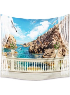 Buy Sea View Design Wall Hanging Tapestry Multicolour in UAE