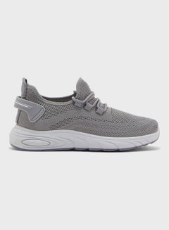 Buy Women's Lace Up Knit Sneakers Grey in UAE