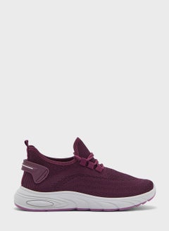 Buy Women's Lace Up Knit Sneakers Purple in UAE