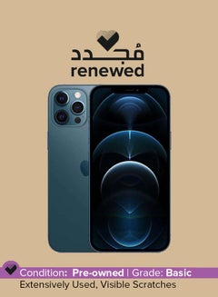 Buy Renewed - iPhone 12 Pro Max With Facetime 128GB Pacific Blue 5G - International Specs in UAE