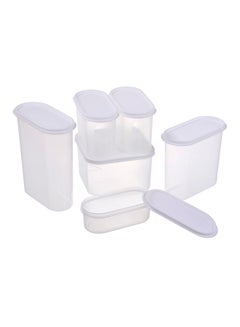 Buy 6 Piece Food Storage Container Set - Food Storage Box - Storage Boxes - Kitchen Cabinet Organizers - Food Container - Clear/White Clear/White in Saudi Arabia