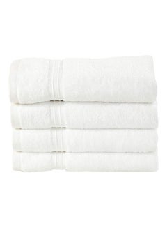 Buy 4-Piece 100% Combed Cotton 600 GSM Quick Dry Highly Absorbent Thick Handroom Soft Hotel Quality For Hand And Spa Hand Towel Set White 40x70cm in UAE