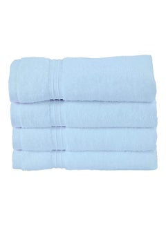 Buy 4-Piece 100% Combed Cotton 600 GSM Quick Dry Highly Absorbent Thick Handroom Soft Hotel Quality For Hand And Spa Hand Towel Set Light Blue 40x70cm in UAE