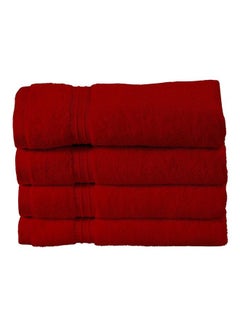 Buy 4-Piece 100% Combed Cotton 600 GSM Quick Dry Highly Absorbent Thick Handroom Soft Hotel Quality For Hand And Spa Hand Towel Set Burgundy 40x70cm in UAE