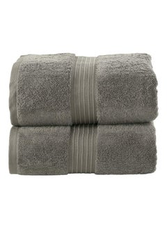 Buy 2-Piece 100% Combed Cotton 550 GSM Quick Dry Highly Absorbent Thick Bathroom Soft Hotel Quality for Bath and Spa Towels Bath Sheet Set Grey 80x190cm in UAE