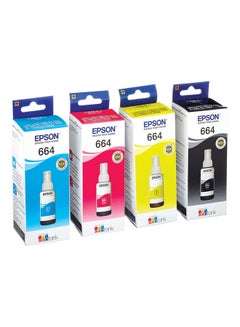 Buy 4-Piece Eco Tank Ink Cartridge Bottle For L100/L110/L120/L200/L210/L220/L300/L310 Multicolour in UAE