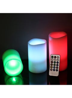 Buy 3-Piece LED Flameless Candle With Remote Control Set Multicolour in Egypt