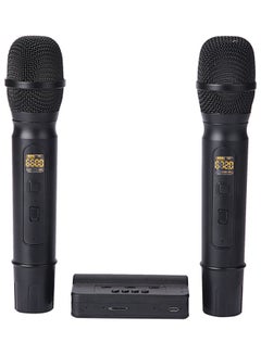 Buy 2-Piece Wireless Microphone Set Black in Saudi Arabia