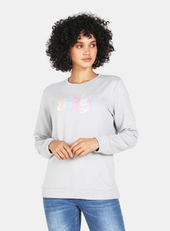 Buy Crew Neck Casual Printed Sweatshirt Grey in Saudi Arabia