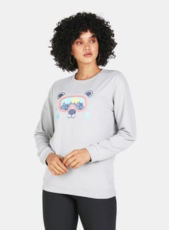 Buy Animal Printed Casual Crew Neck Sweatshirt Grey in Saudi Arabia